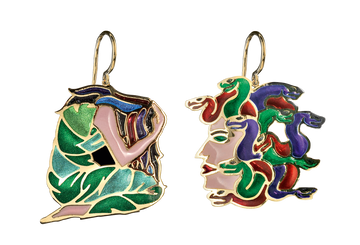 Gorgon Stoned Plique-a-jour Enamel earrings