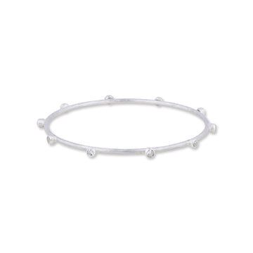 SAPPHIRE STERLING SILVER HAMMERED BANGLE