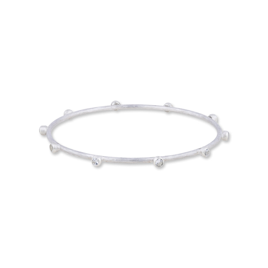 SAPPHIRE STERLING SILVER HAMMERED BANGLE
