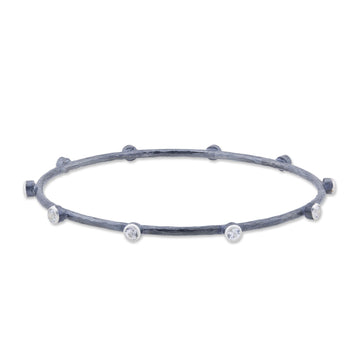 SAPPHIRE OXIDIZED SILVER BANGLE