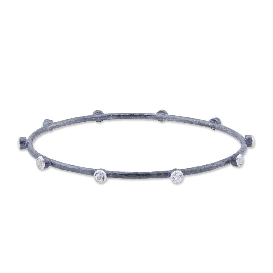 SAPPHIRE OXIDIZED SILVER BANGLE