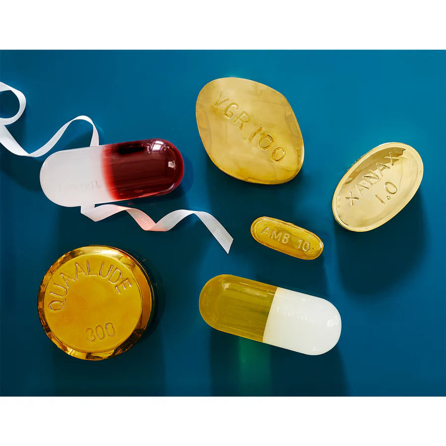 Acrylic Pill - White and Yellow