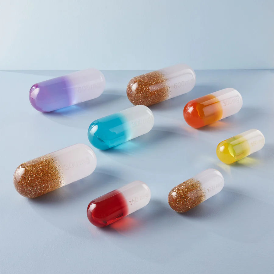 Acrylic Pill - White and Yellow