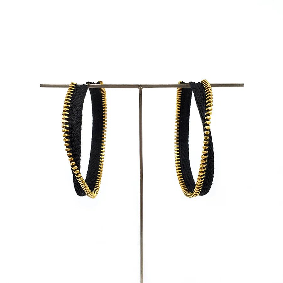 Mobius Hoops - Black + Gold