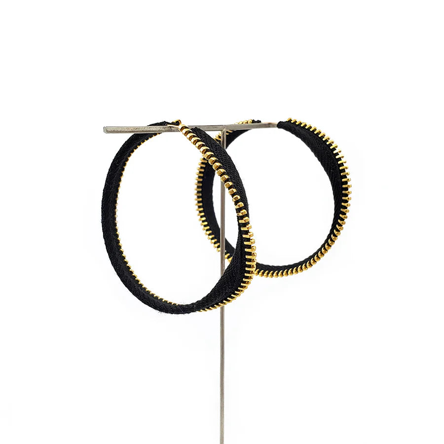 Mobius Hoops - Black + Gold