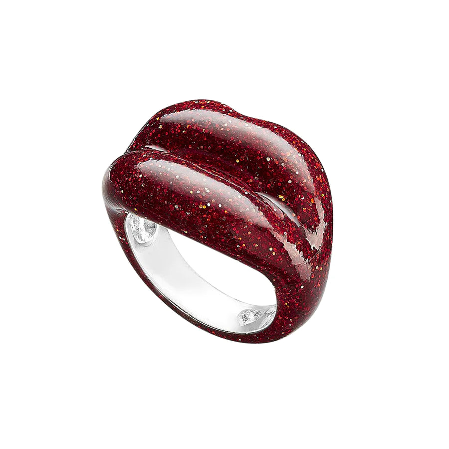 Hotlips Glitter Red Ring- Size 6
