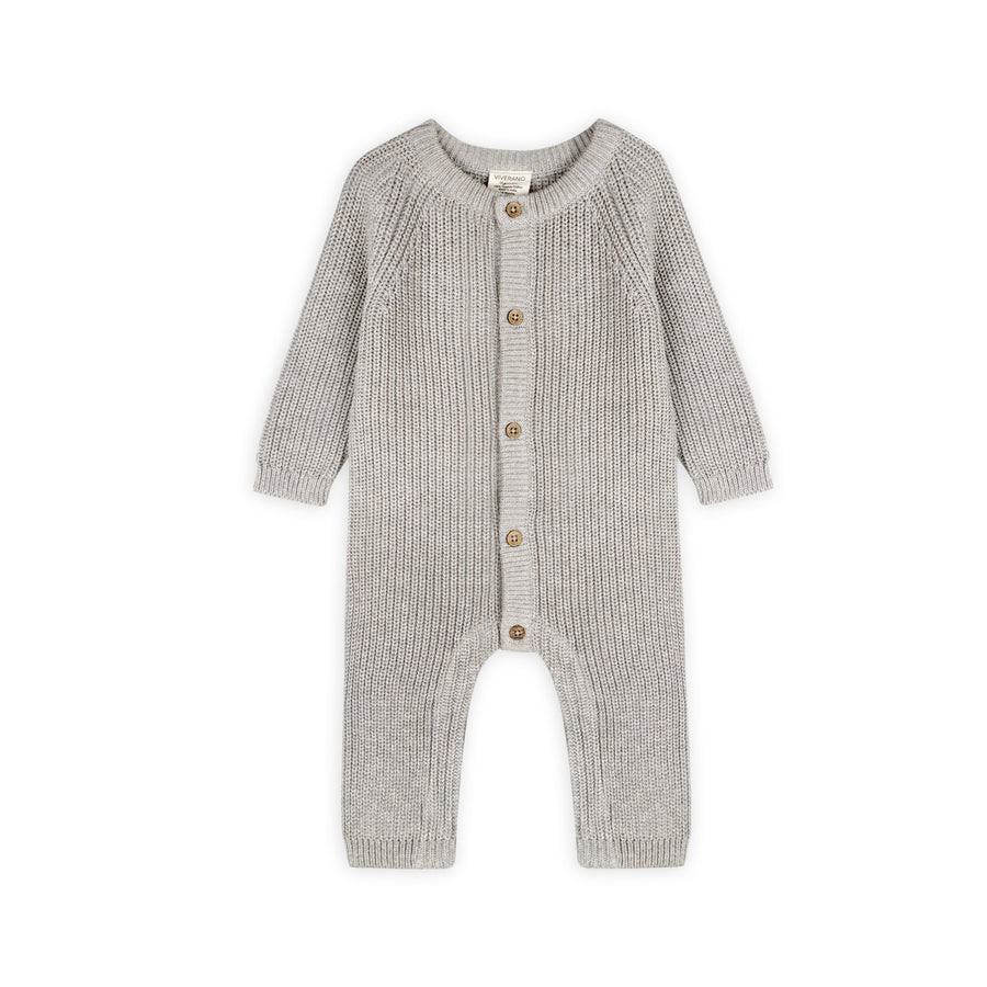 Loved Embroidered Knit Jumpsuit - Grey