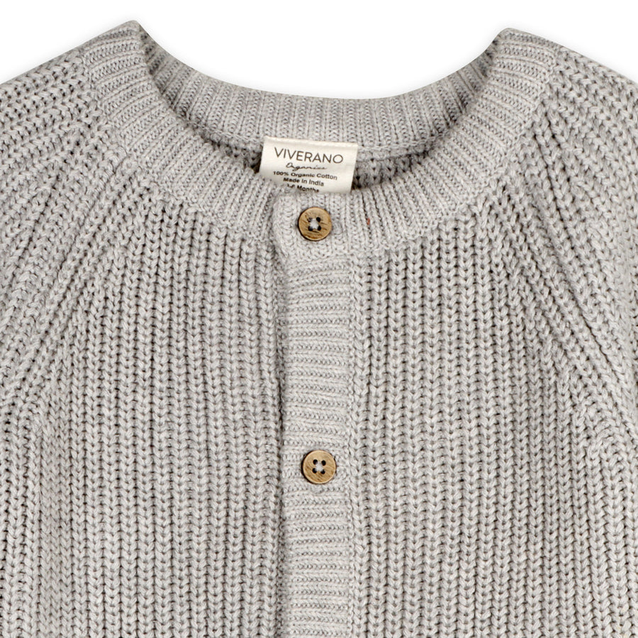 Loved Embroidered Knit Jumpsuit - Grey