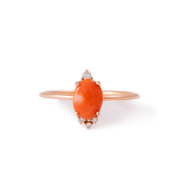 coral and diamond ring