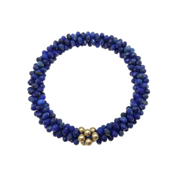 Beaded Gemstone Bracelet: Lapis, Gold