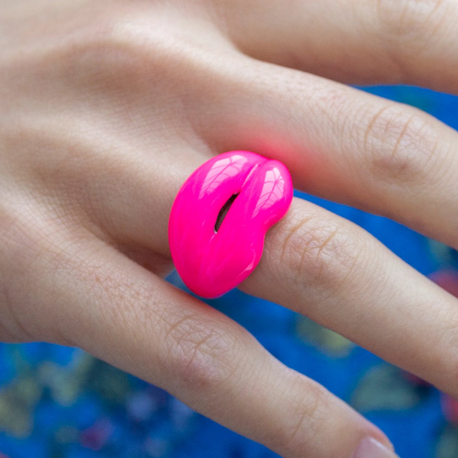 Hotlips Neon Pink Ring- Size 8