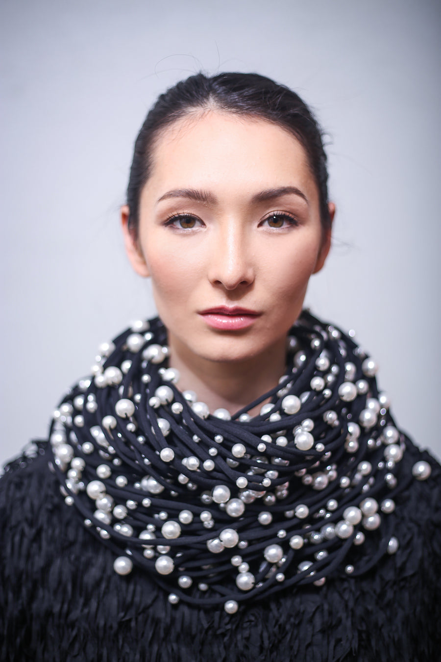 Faux Pearls on Textile Cord Necklaces - 10 Strand