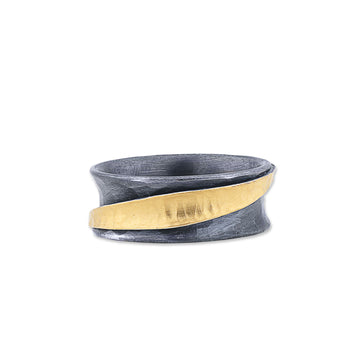 Inversion Ring- Duo-tone 24K Yellow Gold and Oxidized Sterling Silver