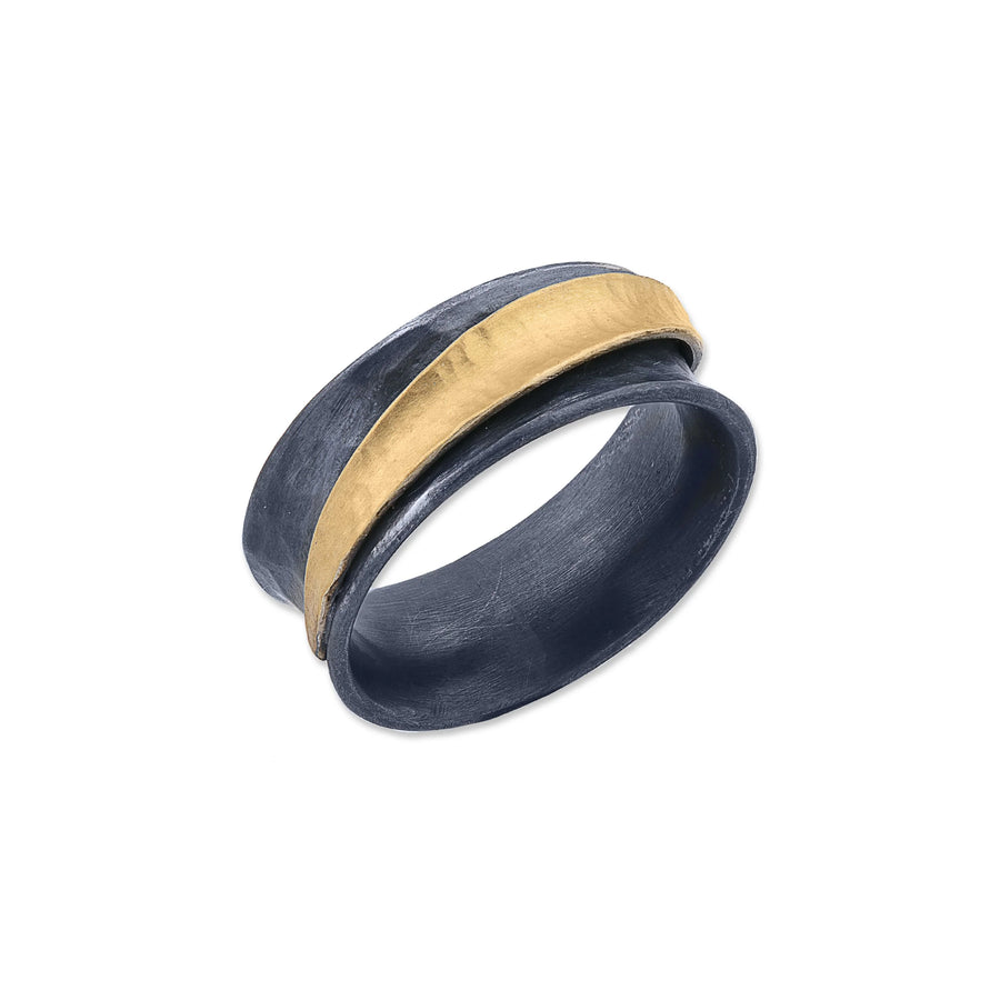 INVERSION YING YANG RING - OXIDIZED SILVER & GOLD