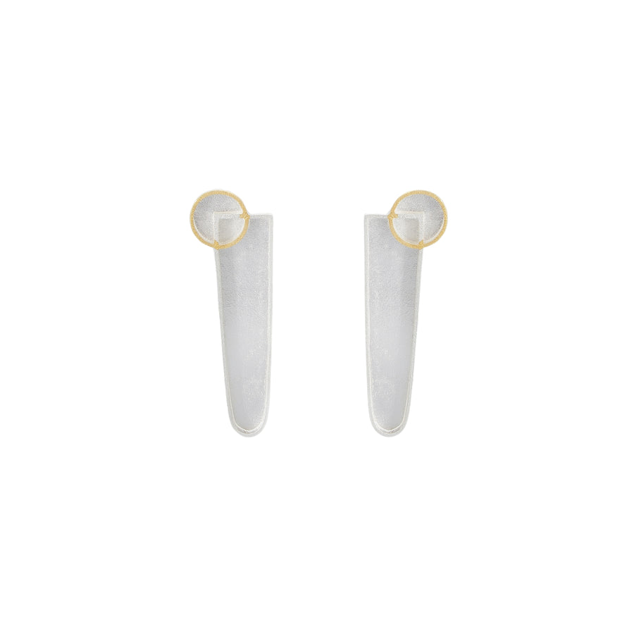 Interseccion Long Geometric  Earrings - Silver & Gold Plating Detail