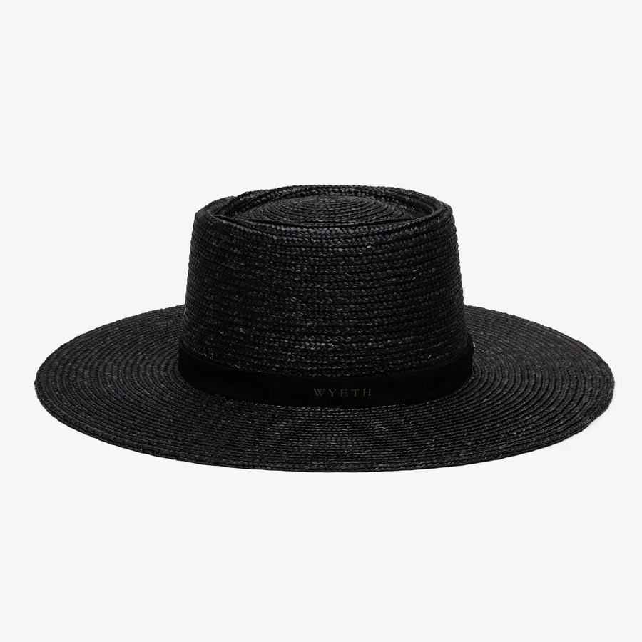 Everly Straw Boater Hat - Black