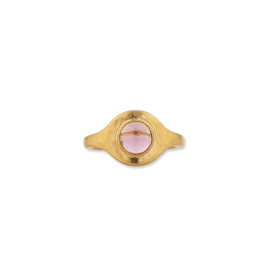 One-of-a-kind JELLYBONBON ROUND PINK TOURMALINE RING - SIZE 6