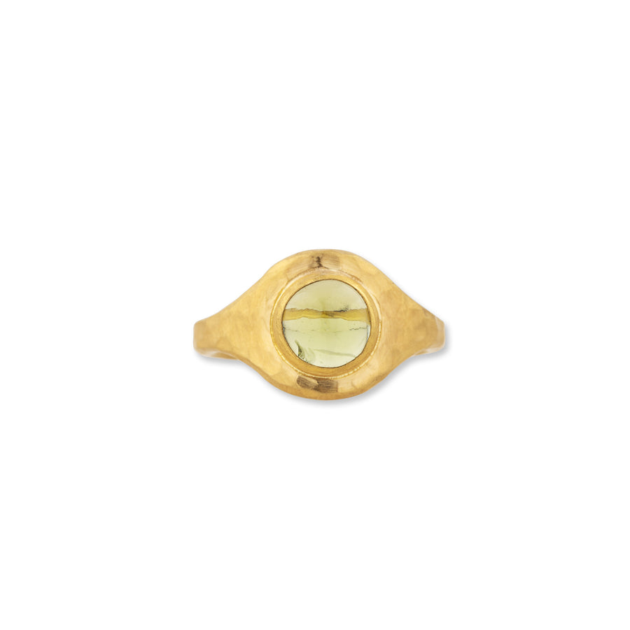 One-of-a-kind JELLYBONBON ROUND GREEN TOURMALINE RING - SIZE 6