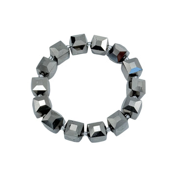Sparkle Silver Big Crystal Cube Bead Bracelet