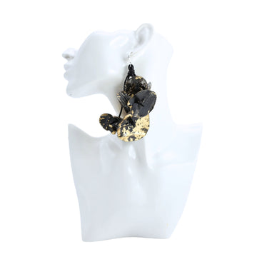Gold/Black Upcycled Plastic Bottles Poppy Earrings