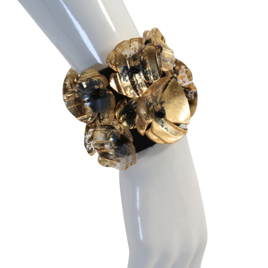 Gold Upcycled Plastic Bottles Poppy with Elastic Band Bracelet