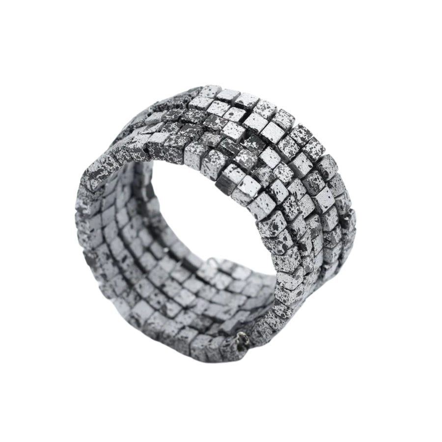 Silver/Black Pashmina Snake Bracelet