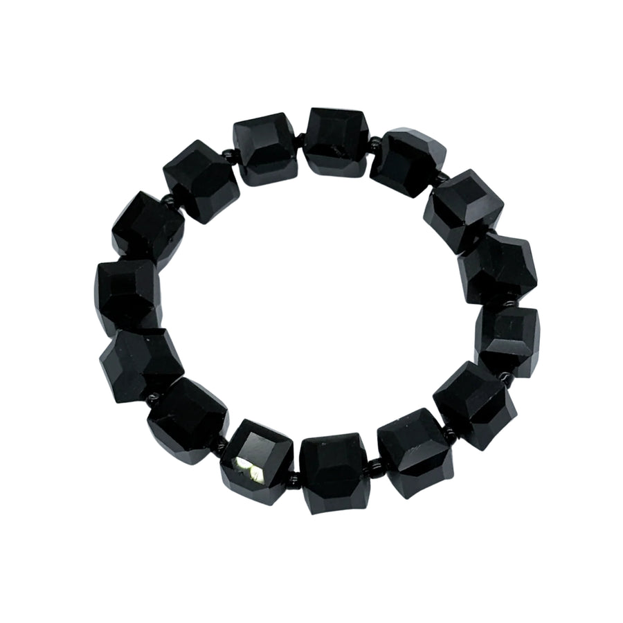 Sparkle Black Big Crystal Cube Bead Bracelet