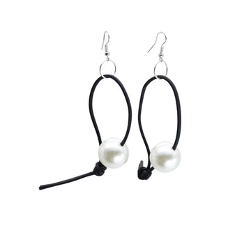 Leatherette Loop Faux Pearl Earrings