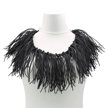 Black Jimi Hendrix Leatherette Fringe Necklace - Short
