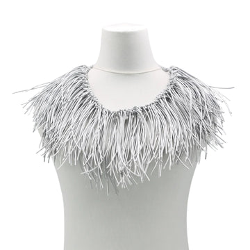 Silver Jimi Hendrix Leatherette Fringe Necklace - Short