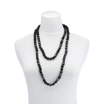 Single strand small diamond shape wooden beads necklace - Black