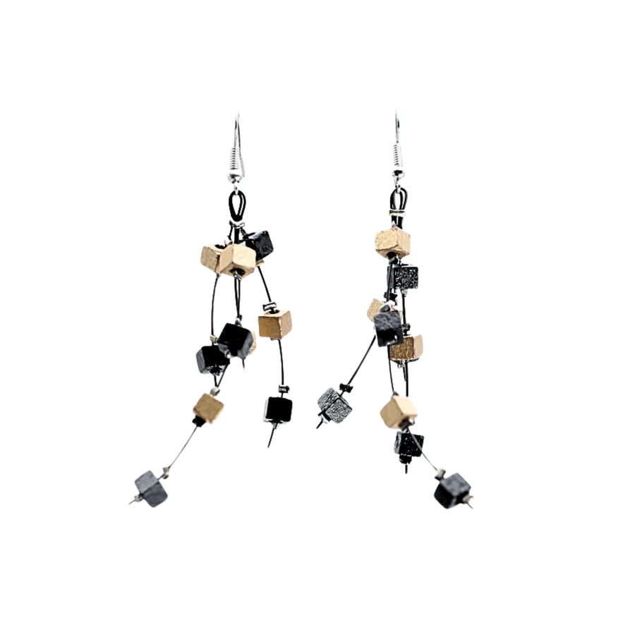 Black/Gold Pashmina Earrings