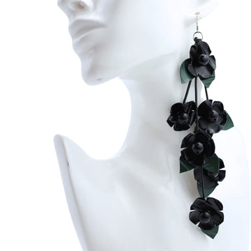 Black Upcycled Plastic Bottles Poppy Earrings