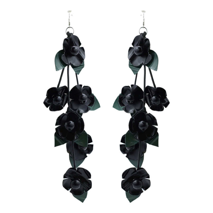 Black Upcycled Plastic Bottles Poppy Earrings