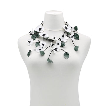 Upcycled Plastic Bottles Poppy Flower Necklace - Short - White