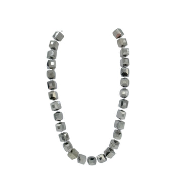Sparkle Silver Big Crystal Cube Bead Necklace