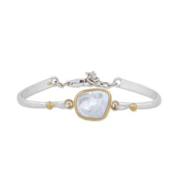 Karin Keshi Pearl Bracelet - Matte Silver & Gold