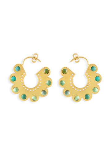 Golden Turquoise Flower Earrings