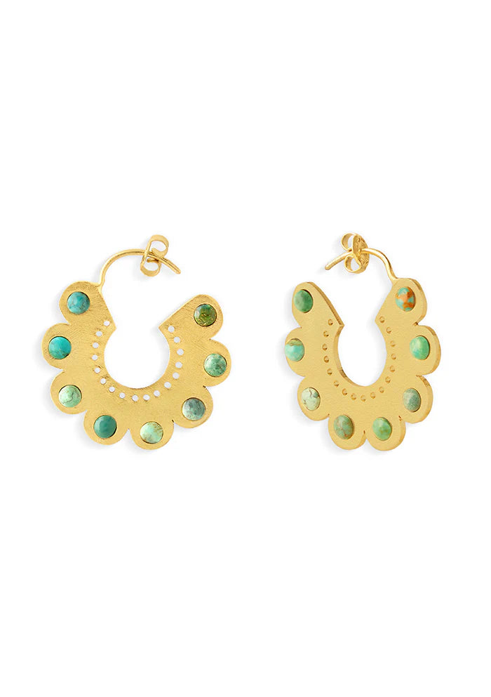 Golden Turquoise Flower Earrings