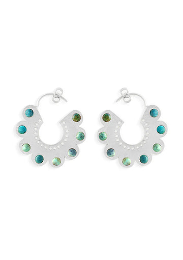 Silver Turquoise Flower Earrings