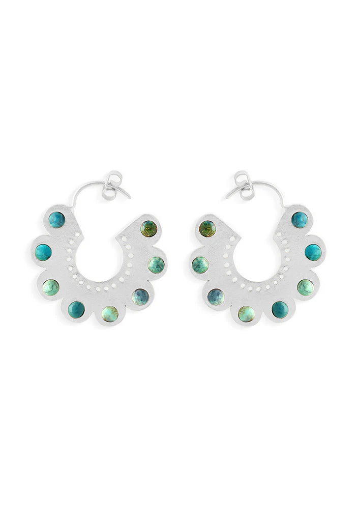 Silver Turquoise Flower Earrings