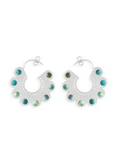 Silver Turquoise Flower Earrings