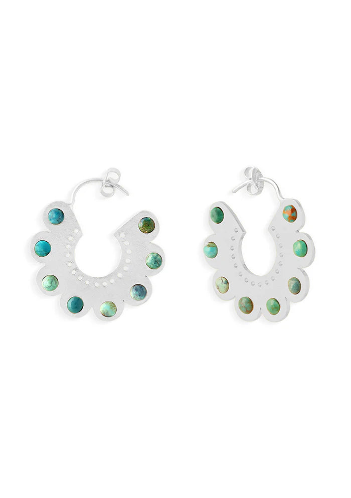 Silver Turquoise Flower Earrings