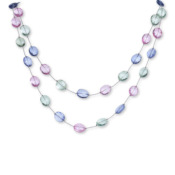 GREEN , PINK AND PURPLE TOPAZ NECKLACE