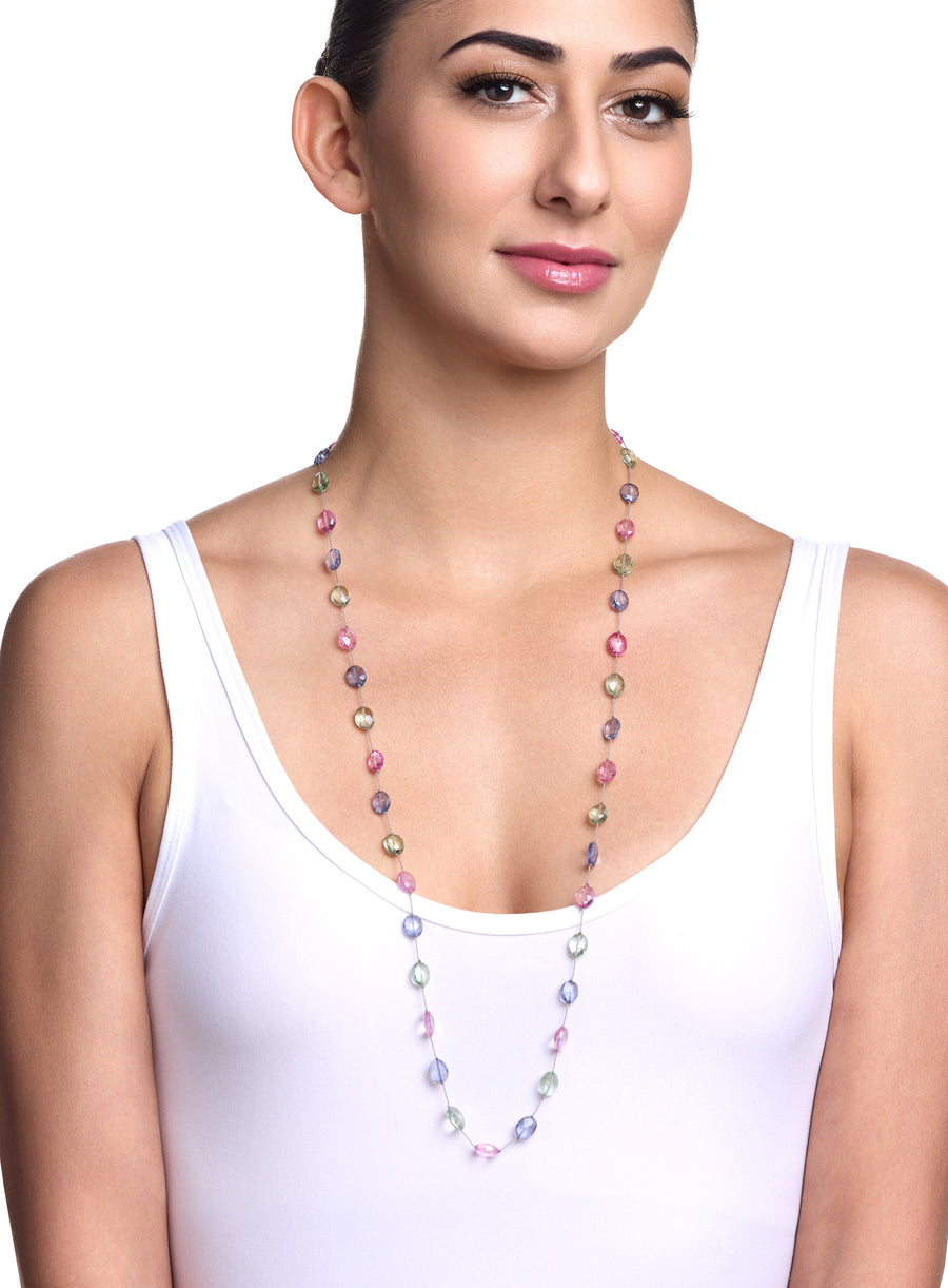 GREEN , PINK AND PURPLE TOPAZ NECKLACE