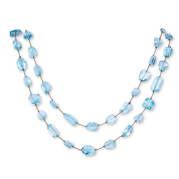 One of a Kind faceted AAA Blue Topaz Necklace