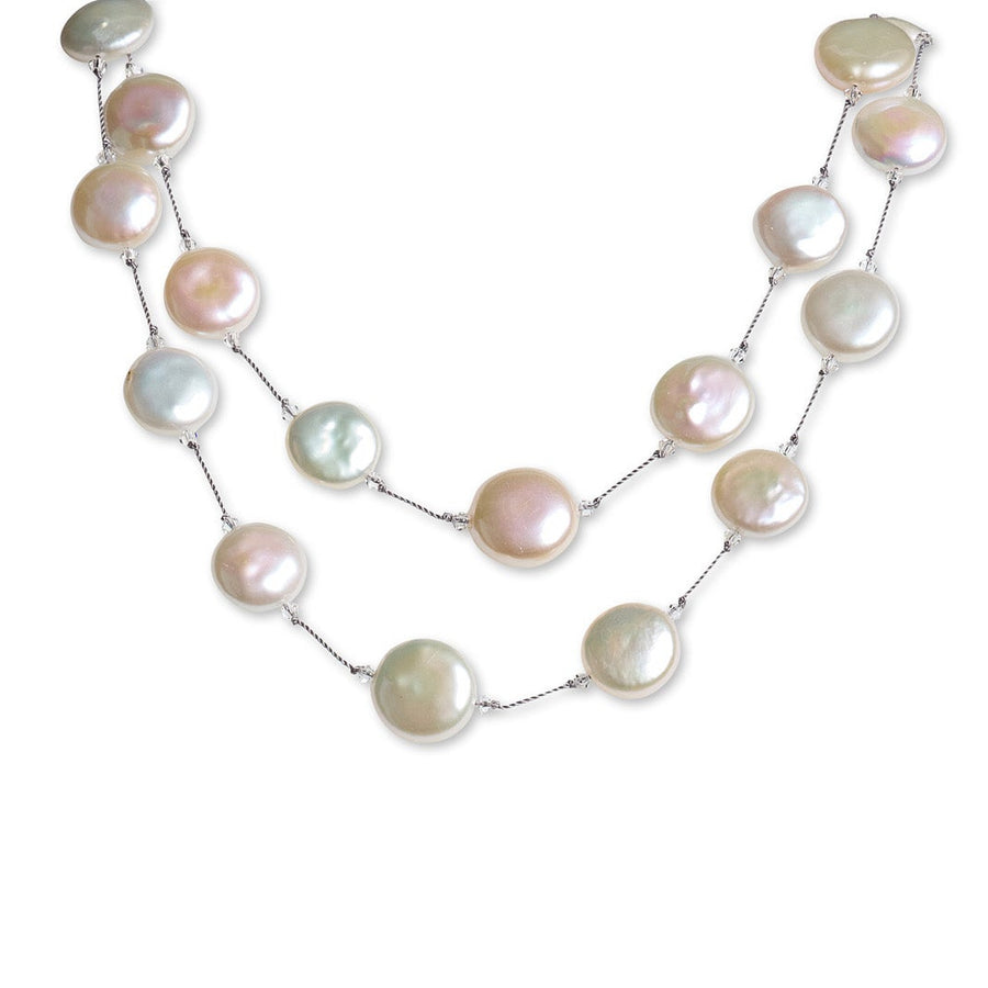 White Freshwater Coin Pearl Necklace
