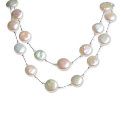 White Freshwater Coin Pearl Necklace