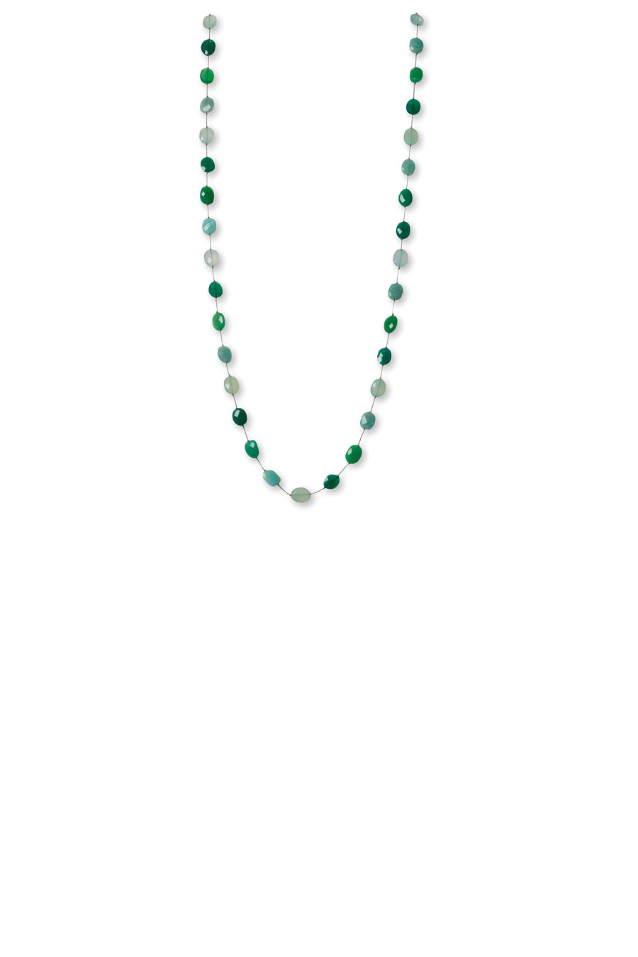 Flat Faceted Amazonite, Peru Chalcedony, Chrysoprase & Green Onyx Necklace