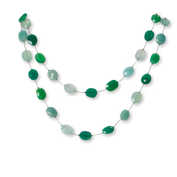 Flat Faceted Amazonite, Peru Chalcedony, Chrysoprase & Green Onyx Necklace
